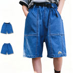 Soft Cotton Kids Mountain Style Denim Shorts