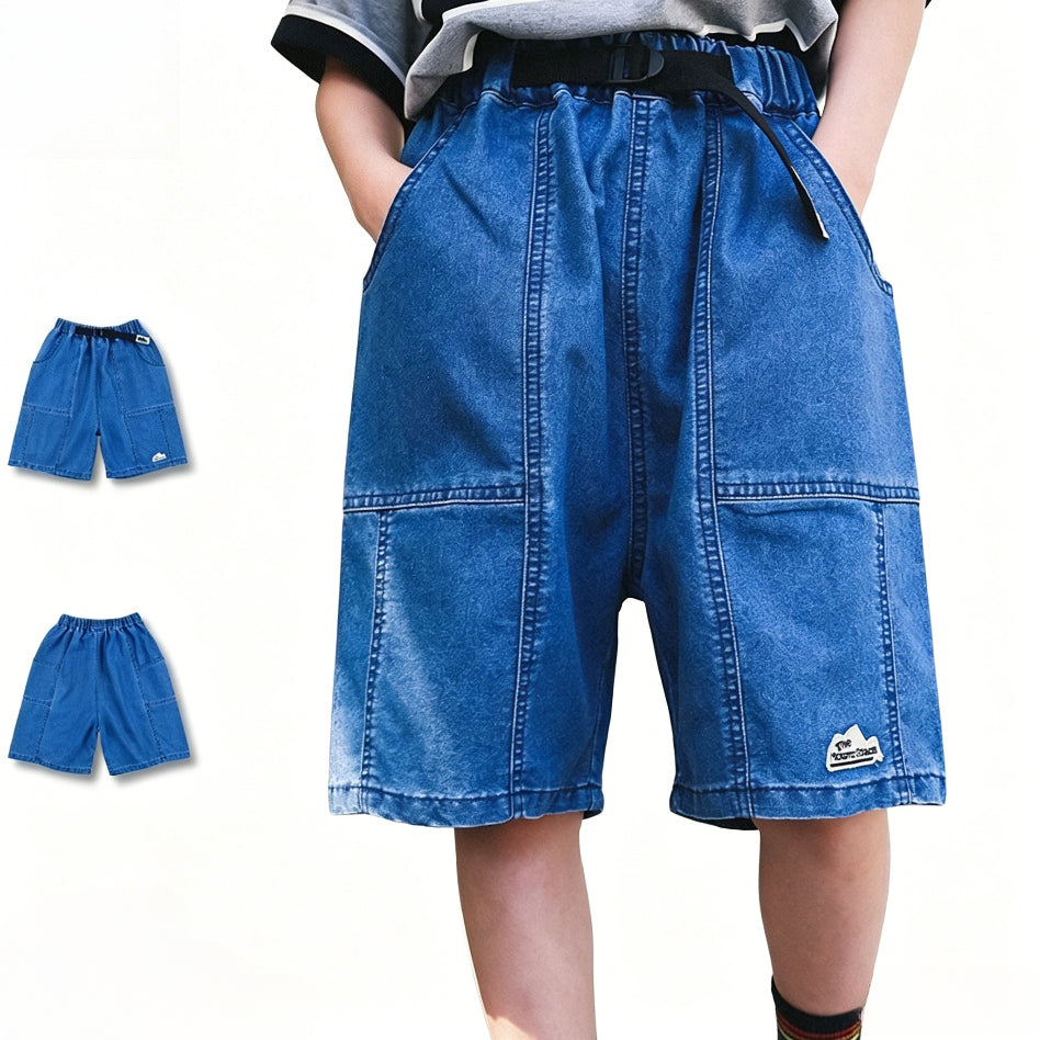 Soft Cotton Kids Mountain Style Denim Shorts