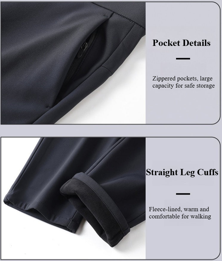 WENHOUU Cupro Softshell Hiking Pants, Unisex Breathable Fleece Lined Stretch Trousers
