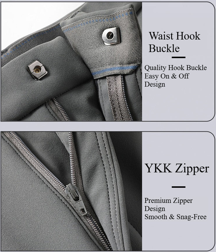 Men Women Stretch Softshell Pants, Wool‑Lined Warm Business Casual Straight‑Leg Trousers