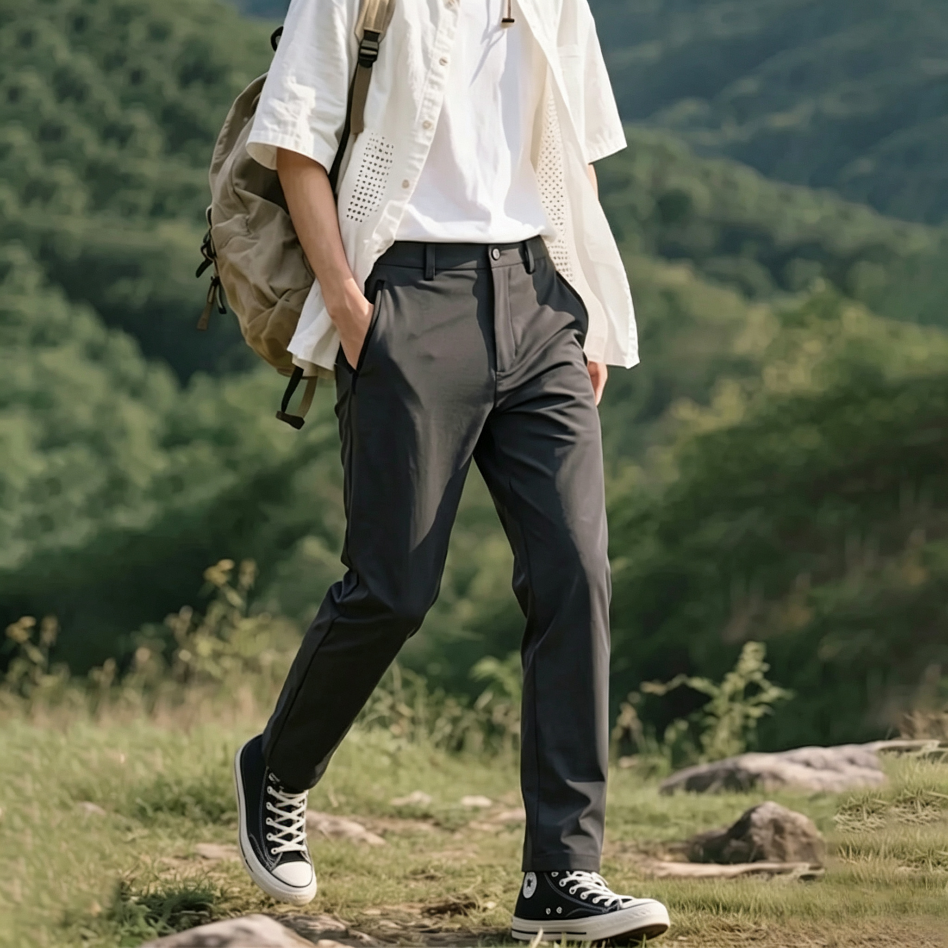 WENHOUU Waterproof Softshell Hiking Pants, Lightweight Breathable Commuter Trousers for Men