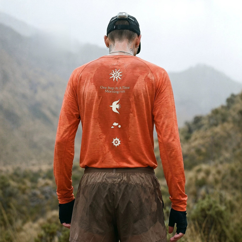 Telestar Sports Quick Dry Graphic Long Sleeve T-Shirt, Outdoor Sports Casual Athletic Top