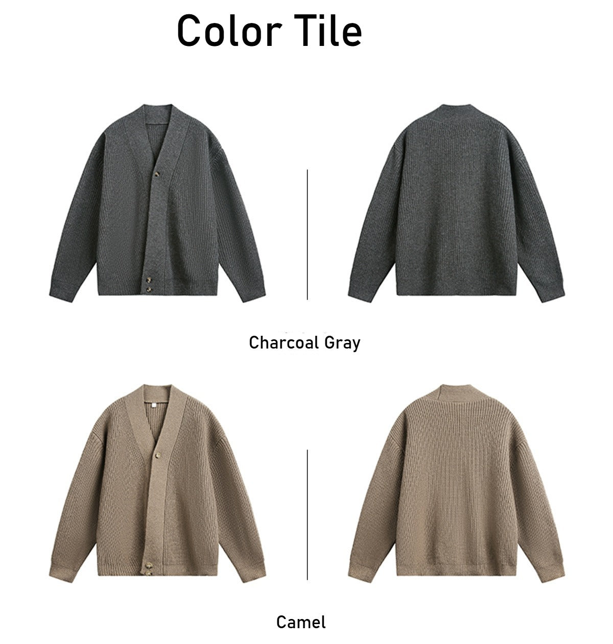 Men's Solid Color Stand Collar Knitted Cardigan