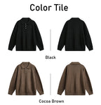 Autumn and winter solid color Polo knitwear, retro thickened long-sleeve T-shirt