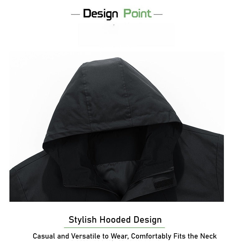 2025 new men's hooded jacket American casual large size tooling jacket top trendy