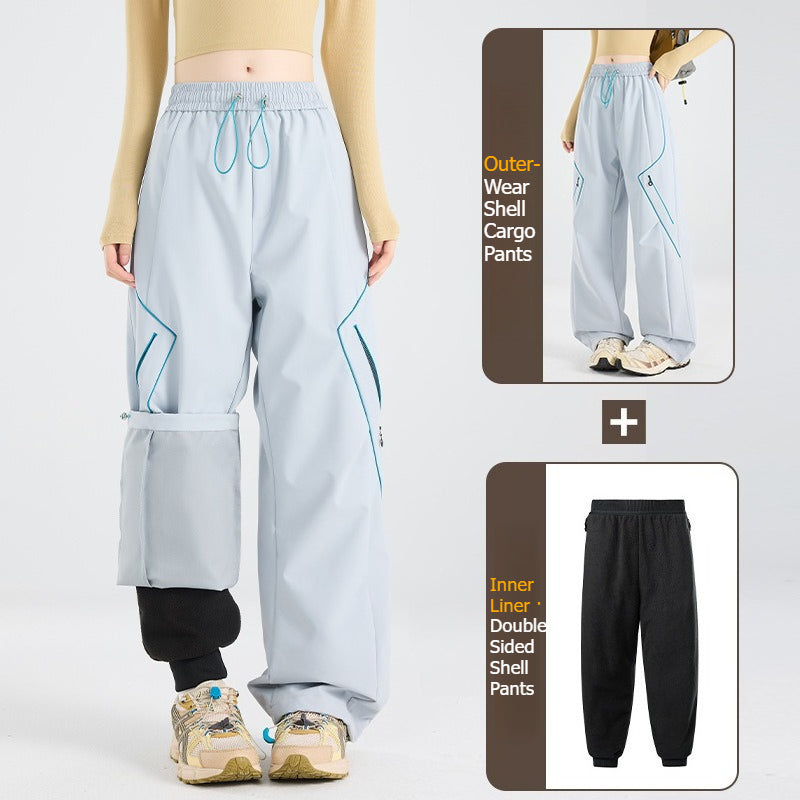 WENHOUU 2‑Piece Detachable Storm Pants Windproof Waterproof Outdoor Hiking Pants for Men Women
