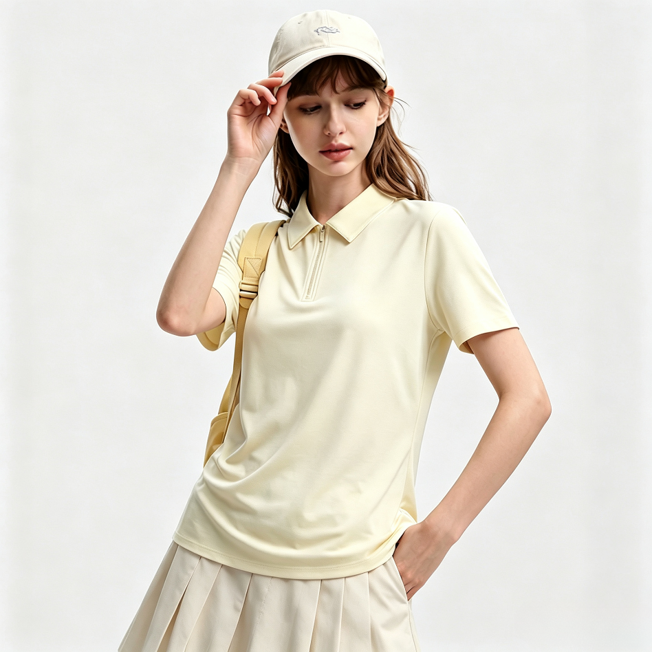 WENHOUU  Women Ice‑Silk Quick Dry Polo Shirt, Summer Loose Short‑Sleeve Breathable Lightweight Outdoor Sports Casual T‑Shirt