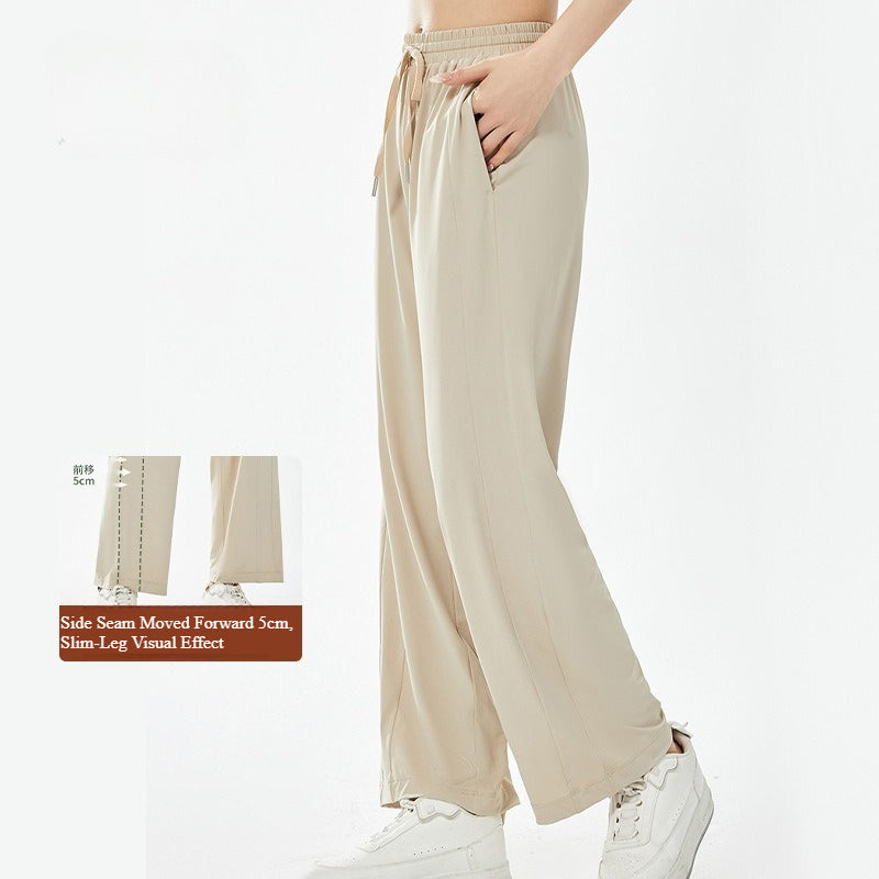 WENHOUU Women UPF50+ Ice‑Silk Cool Wide‑Leg Quick‑Dry Sun Protection Outdoor Pants