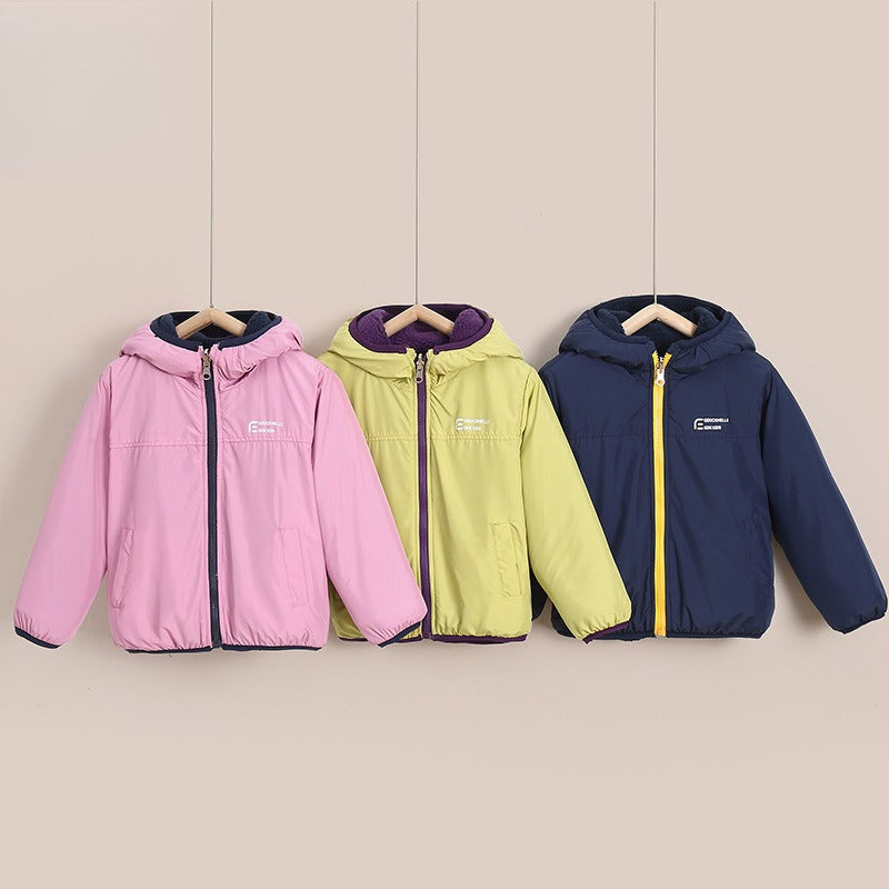 B.Duck Reversible Fleece-Lined Kids' Jacket | Unisex Boys Girls Autumn Winter Water-Resistant Softshell Windbreaker