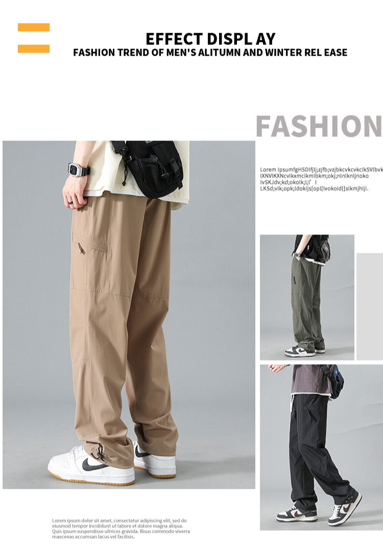Men's Loose Straight-Leg Casual Pants - High-Elastic, Breathable & Versatile for Autumn