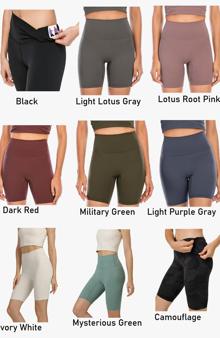 High waist five-point pants sports fitness short medium pants high elasticity