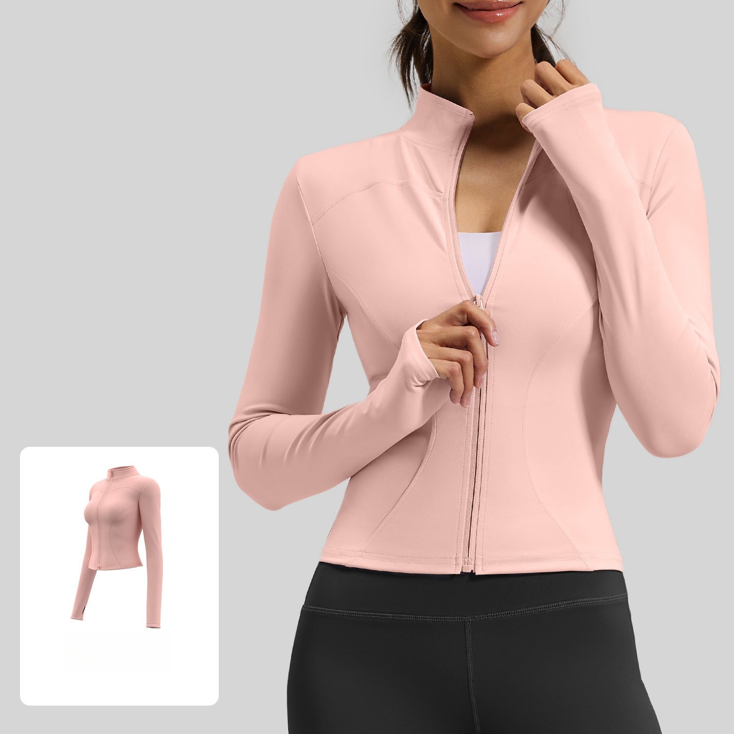 Wear long-sleeved tight yoga clothes outside, fitness, running, yoga