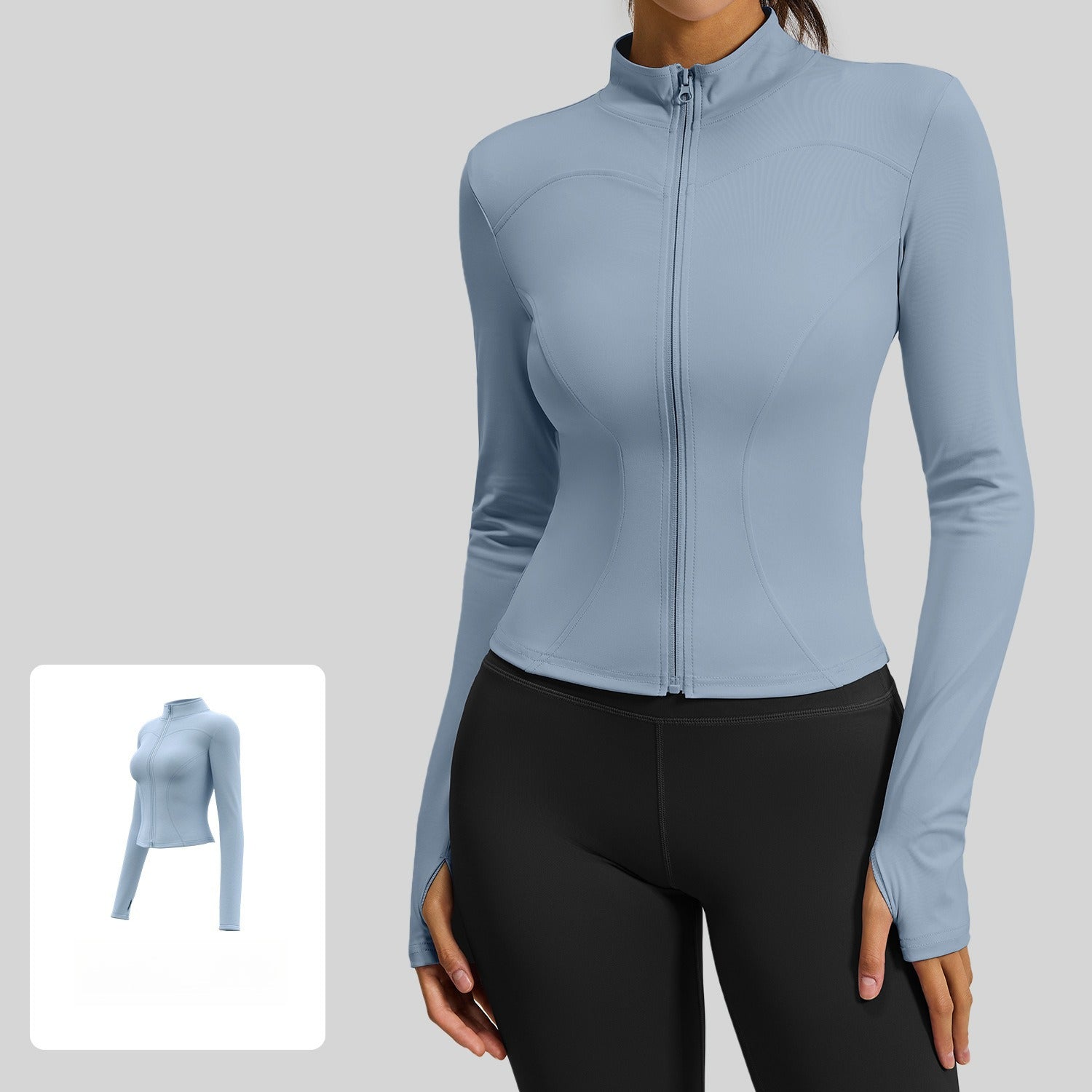 Wear long-sleeved tight yoga clothes outside, fitness, running, yoga