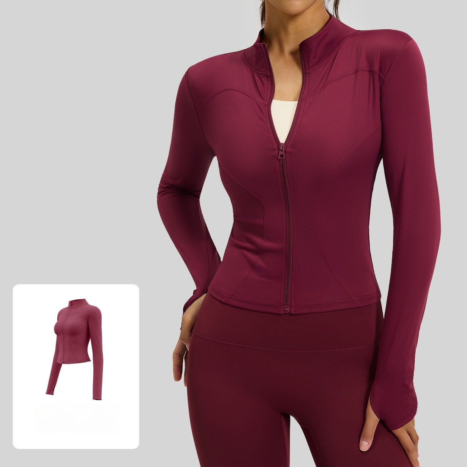 Wear long-sleeved tight yoga clothes outside, fitness, running, yoga