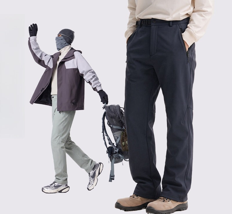 WENHOUU Fleece Lined Softshell Hiking Pants, Water & Wind Resistant for Men & Women