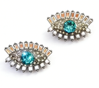 Diamond-encrusted alloy evil eye brooch accessory