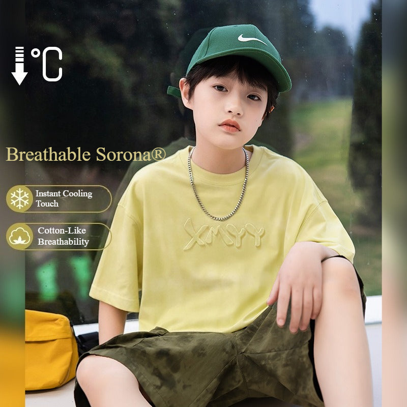 New Embossed Pure Cotton Breathable Short Sleeve T-Shirts for Boys