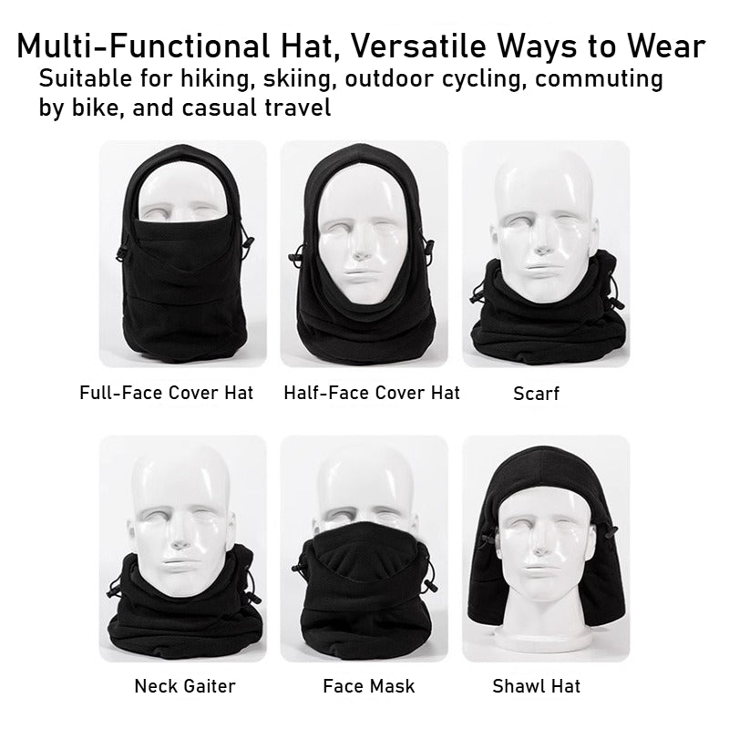 Winter fleece integrated warm hood, thickened cold-proof cycling ski mask