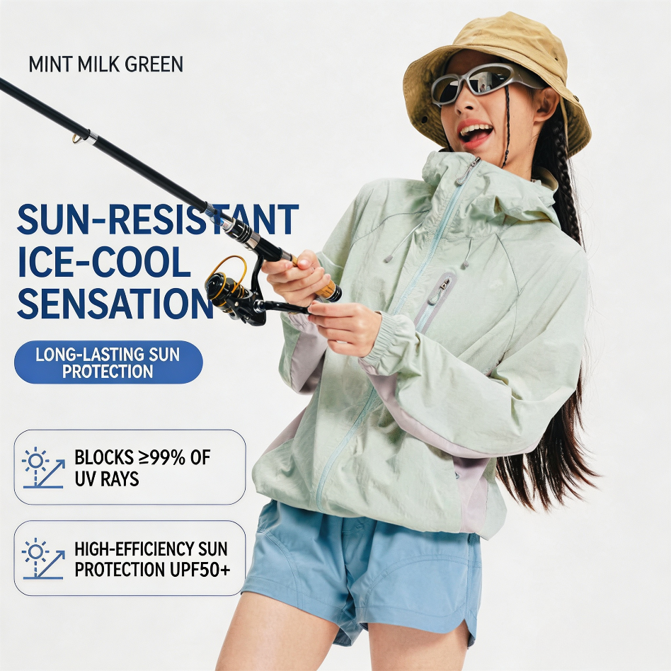 UPF100+ Lightweight Packable Sun Protection Jacket, Cool Breathable Outdoor Skin Coat