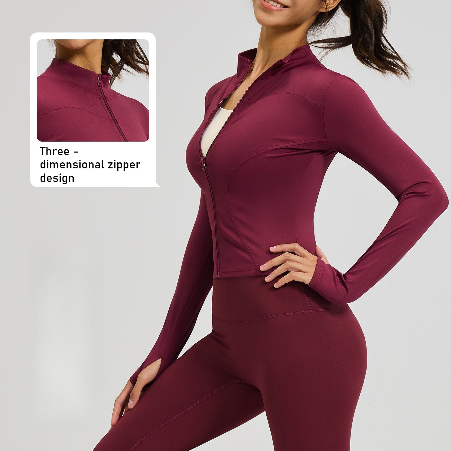 Wear long-sleeved tight yoga clothes outside, fitness, running, yoga