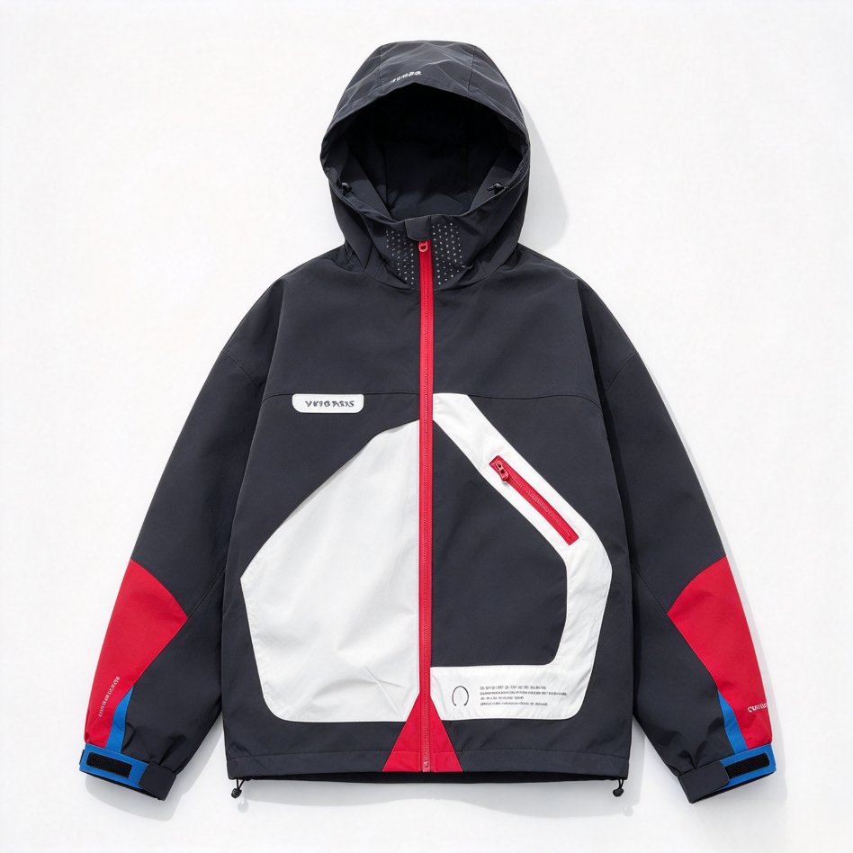 Boys Lightweight Fall Spliced Hooded Hiking Shell Jacket, Windproof Outdoor Rain Jacket