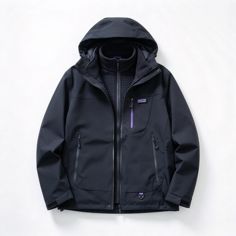 Patagonia 3-in-1 Outdoor Jacket, Removable Fleece Liner Hooded Waterproof Hiking Shell
