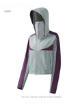 Women's Cropped Sun Protection Hooded Jacket, Summer Breathable Cool‑Feel Outdoor UV‑Proof Coat