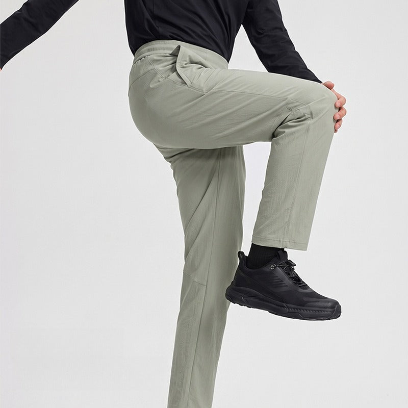 WENHOUU Men's Ice‑Feel Quick‑Dry Elastic Straight‑Leg Casual Pants