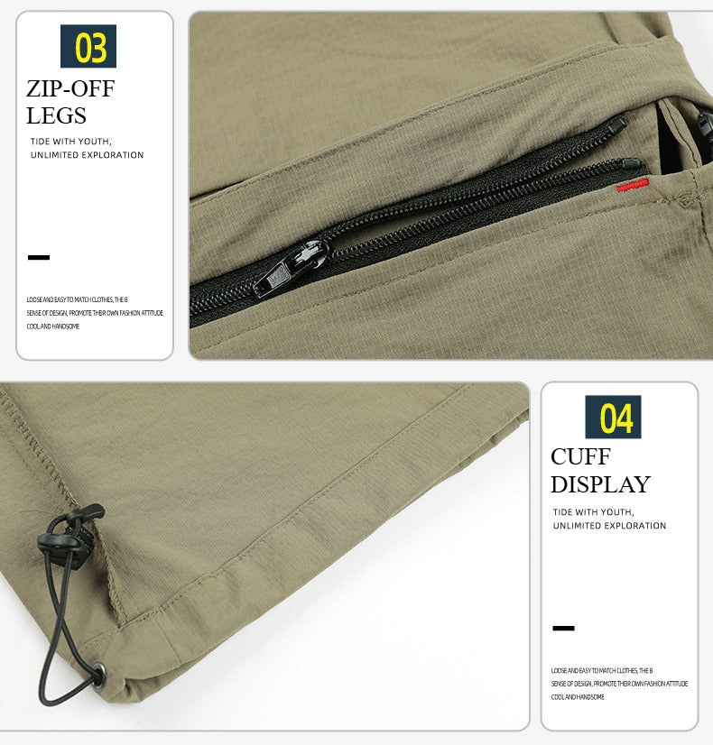 WENHOUU Men's Zip‑Off Detachable Hiking Cargo Pants, Waterproof Breathable
