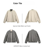 Double-sided retro plaid Harrington tooling jacket men's autumn trendy brand casual stand-up collar loose sports jacket