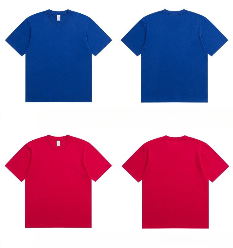 2025 New Heavy Cotton T-Shirt | 230g Combed Cotton Front Shoulder Crew Neck Short Sleeve, Same Solid Color Casual T-Shirt for Men and Women