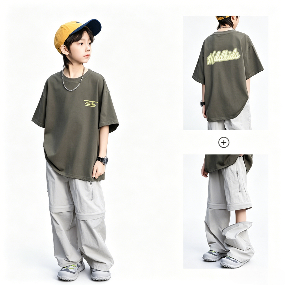 Boys' Detachable Quick-Drying Cargo Pants & Short-Sleeve Set