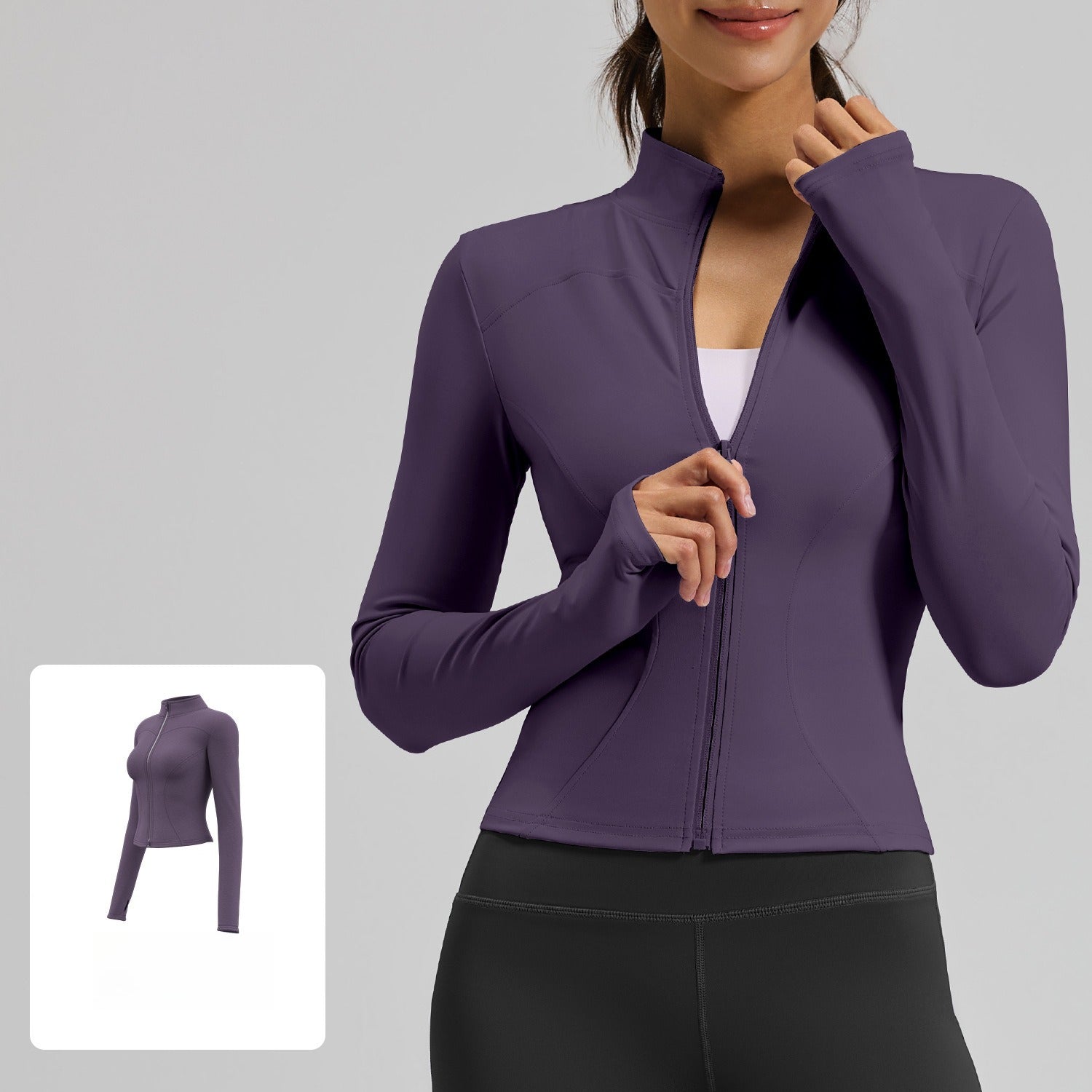 Wear long-sleeved tight yoga clothes outside, fitness, running, yoga