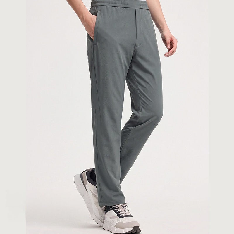 WENHOUU Men's Ice‑Feel Quick‑Dry Elastic Straight‑Leg Casual Pants