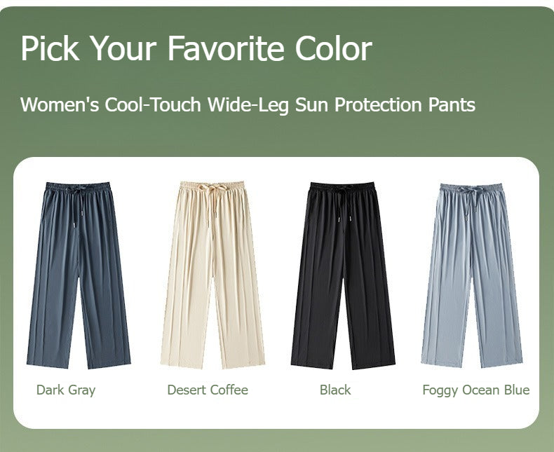 Women UPF50+ Cool‑Touch Wide Leg Sun Protection Pants, Quick‑Dry Drapy Summer Outdoor Trousers