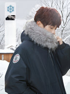 Detachable Fur Collar Hooded Cotton Jacket - Men's Winter Thickened Warm Workwear Water-Repellent Short & Wide