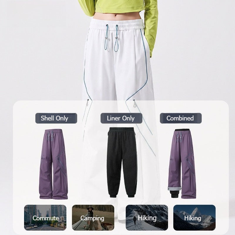 WENHOUU 2‑Piece Detachable Storm Pants Windproof Waterproof Outdoor Hiking Pants for Men Women