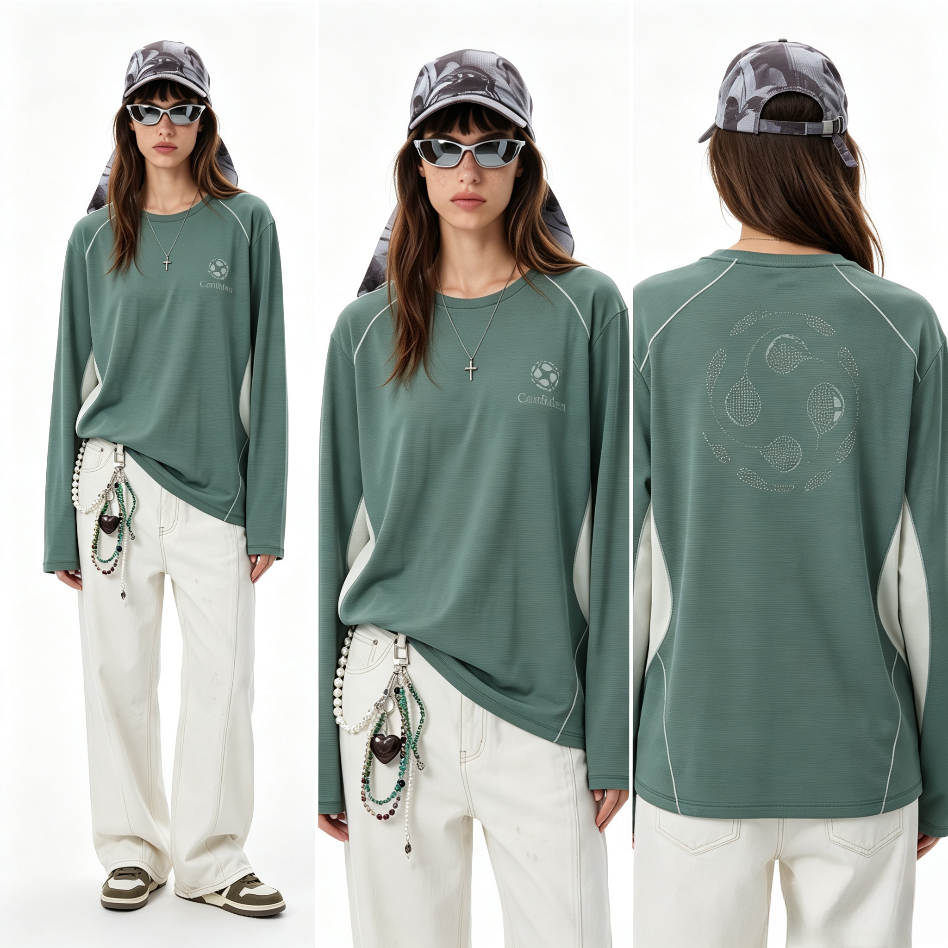 Men Women Quick‑Dry Color‑Block Long Sleeve Athletic T‑Shirt