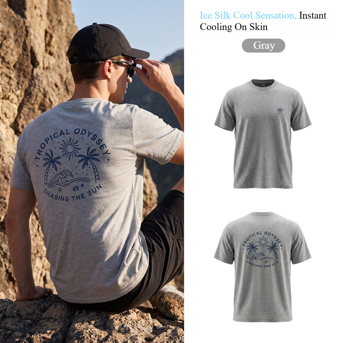 Men's Lightweight Quick Dry Breathable Short Sleeve T-Shirt for Hiking Outdoor Workout