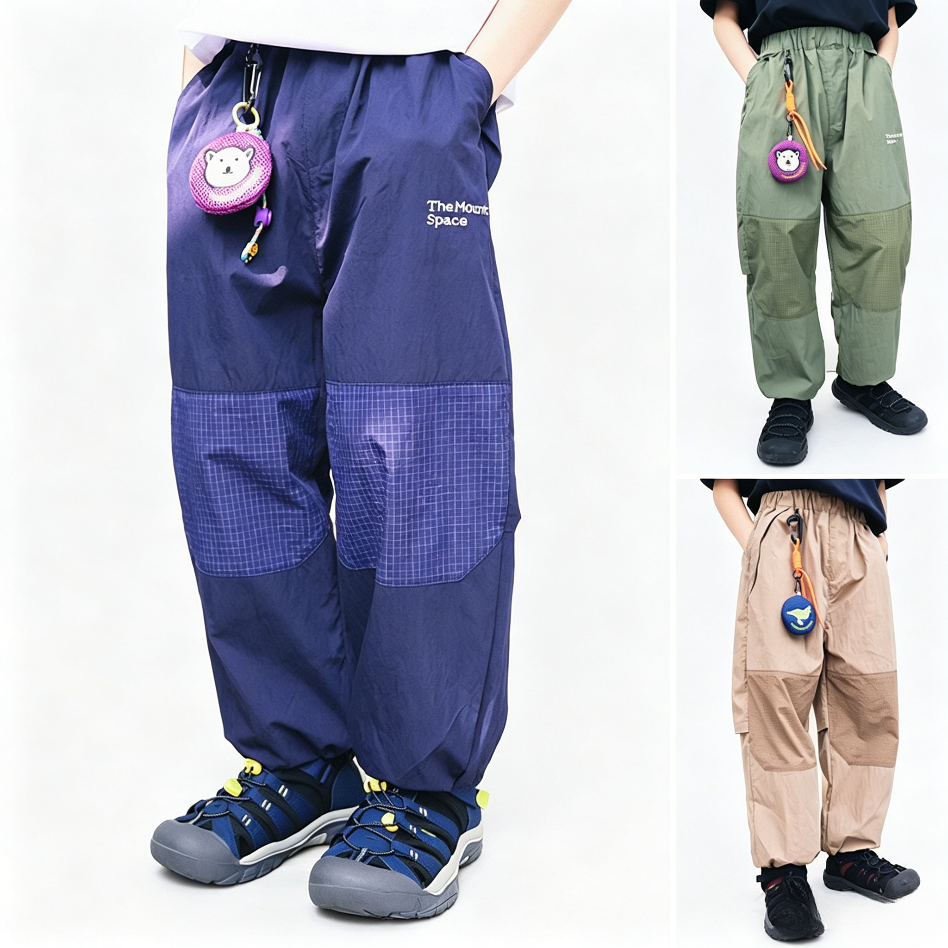 Boys' Mountain Style Plaid-Spliced Jogger Pants