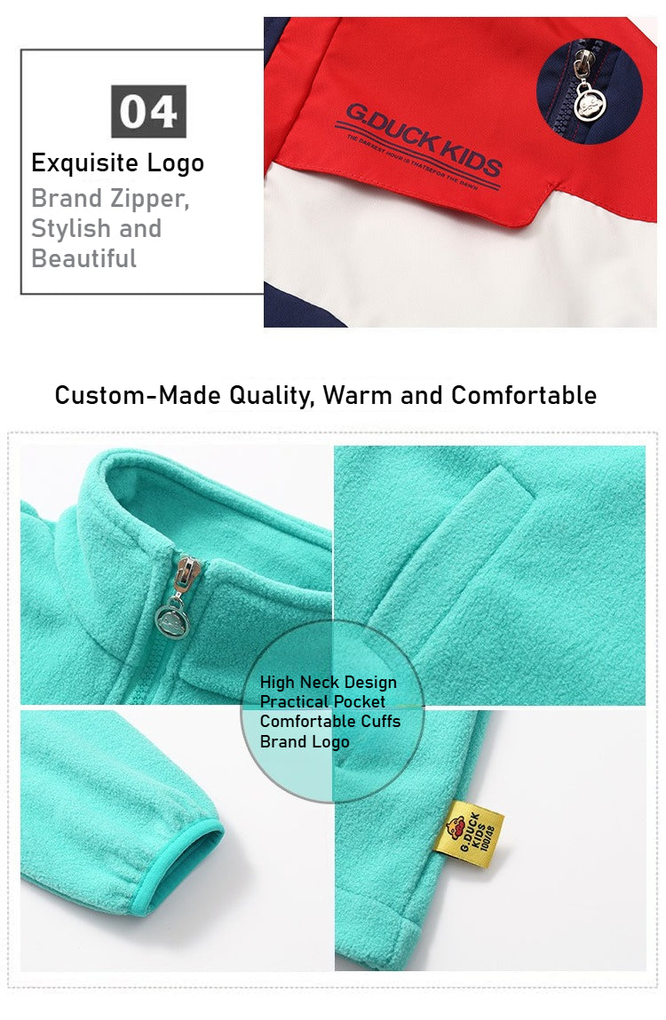 Children's jacket two-piece set of 3-8 year old children's windproof and waterproof jacket, spring and autumn hiking camping clothing, navy blue/green optional