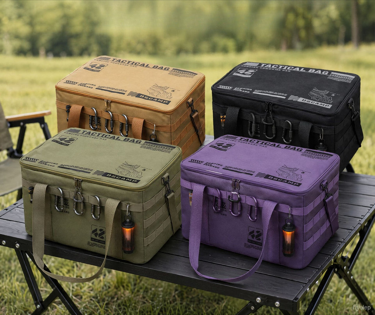 Tactical Large‑Capacity Insulated Cooler Bag, Portable Outdoor Storage Bag for Camping Picnic Tableware Cookware Gear