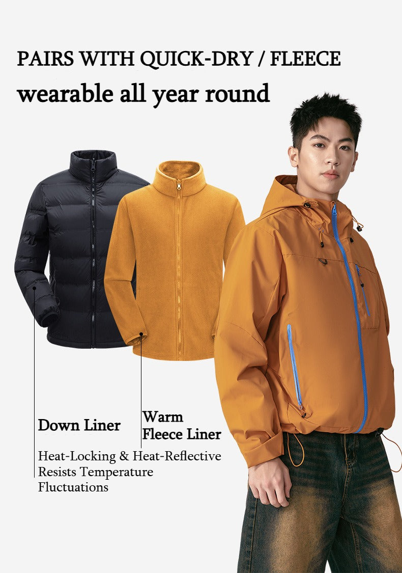 Unisex 3‑in‑1 Mountaineering Jacket with 90% White Duck Down Liner