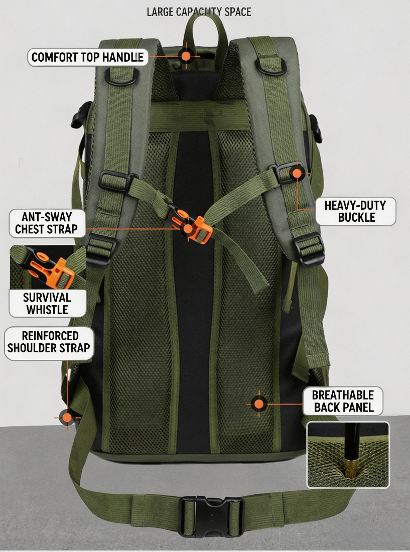 Waterproof Oxford Cloth Hiking Backpack Large Capacity Lightweight for Outdoor Travel Cycling