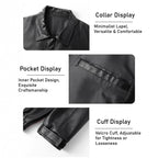 Chaqueta de cuero estilo motero retro marrón americana de otoño 2025 - Estilo granero para hombre, vanguardista y elegante