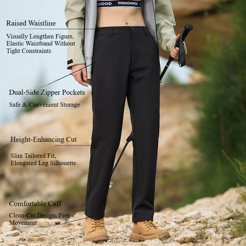 Women Winter Softshell Pants, Fleece‑Lined Wind‑Resistant Hiking Trousers