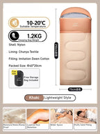 Portable Adult Fall Winter Sleeping Bag - Outdoor Thickened Warm Windproof Cold-Resistant for Car