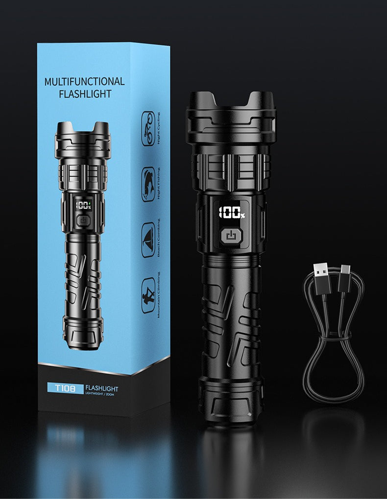 Super Bright Zoomable Portable Flashlight, Shock‑Resistant Outdoor Focus Torch