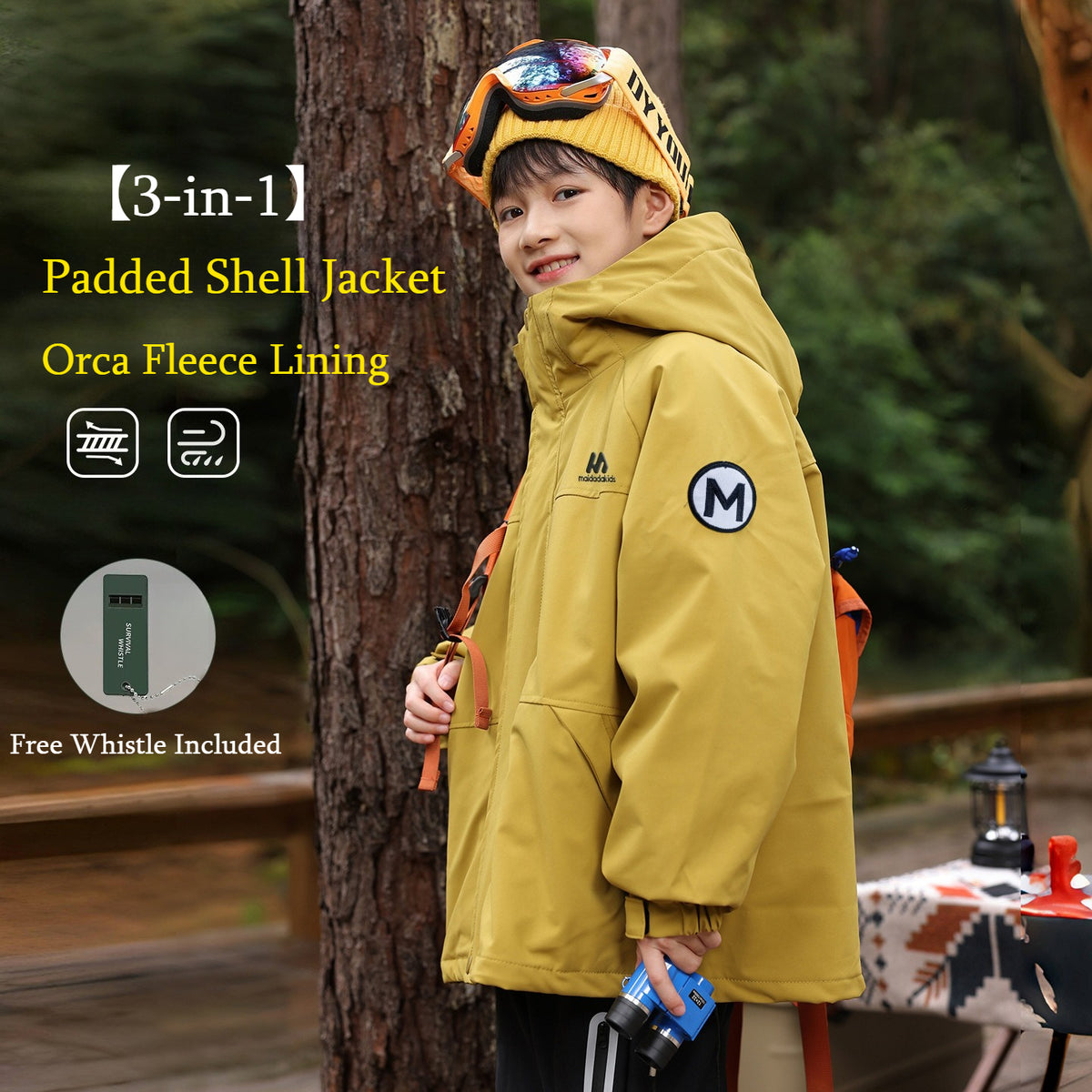 Panda round DuPont three-proof children's outdoor charge jacket three-in-one