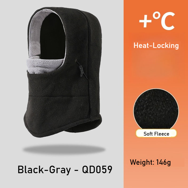 Winter fleece integrated warm hood, thickened cold-proof cycling ski mask